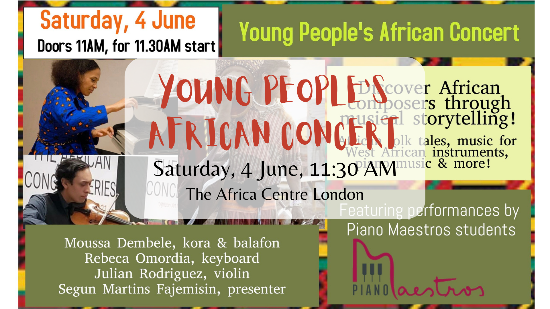 Concert pianist Rebeca Omordia, founder of the African Concert Series London, invites Piano Maestros students to perform as part of the African Concert Series programme.